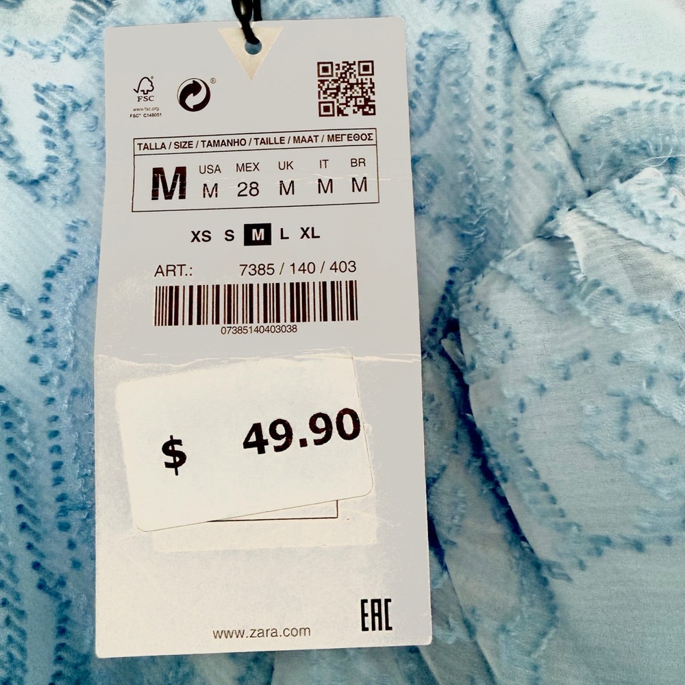 Zara Women's Light Blue Sheer Lace Blouse - Picture 9 of 9